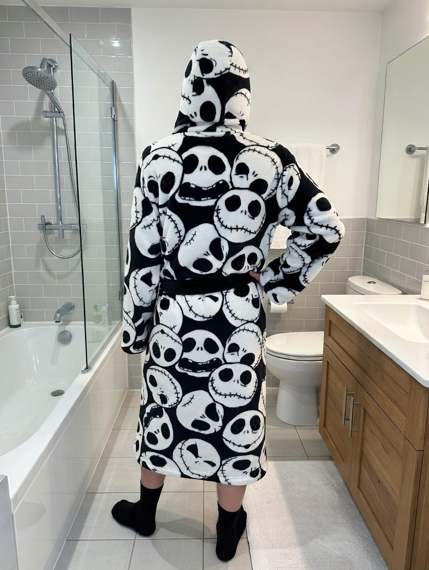The Nightmare Before Christmas Hooded Fleece Bathrobe - Adults one size fits most.
