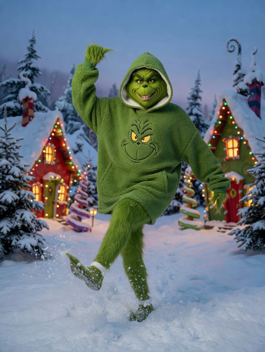The Grinch Cosy fleece hoodie - Adults one size fits most.
