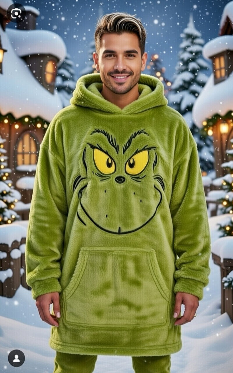 The Grinch Cosy fleece hoodie - Adults one size fits most.
