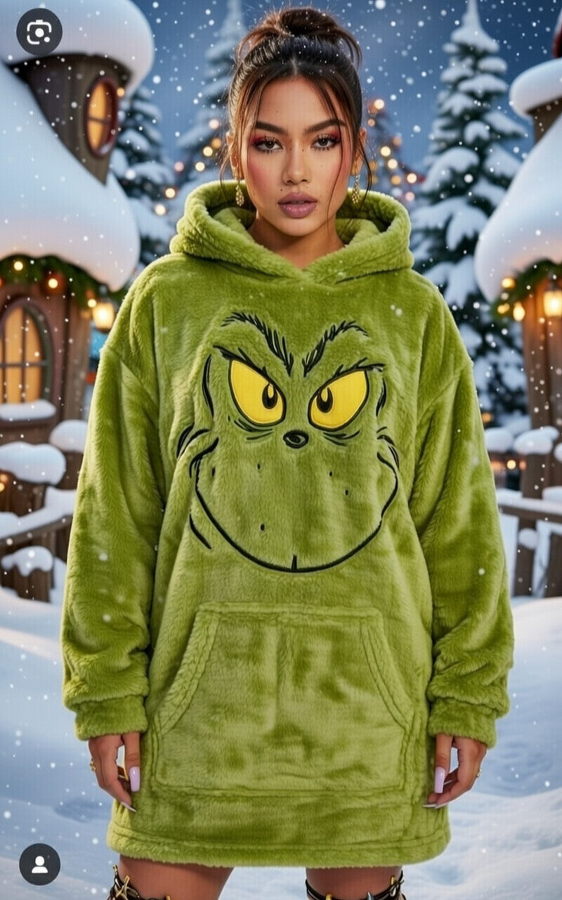 The Grinch Cosy fleece hoodie - Adults one size fits most.