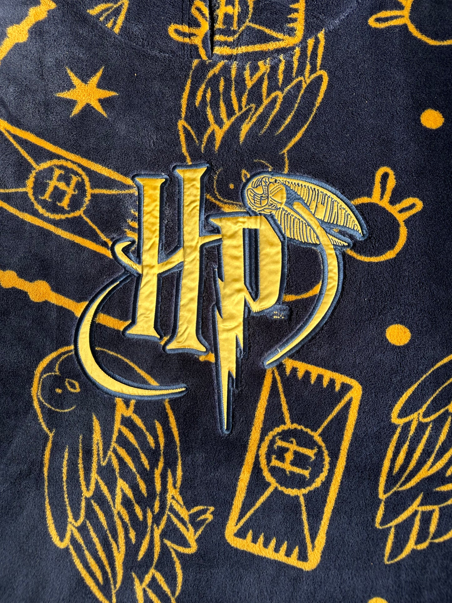 Harry Potter Blue and Gold cosy fleece hoodie - Adults one size fits most.