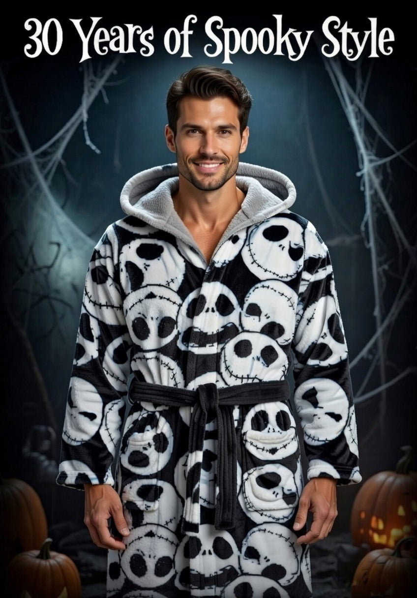 The Nightmare Before Christmas Hooded Fleece Bathrobe - Adults one size fits most.