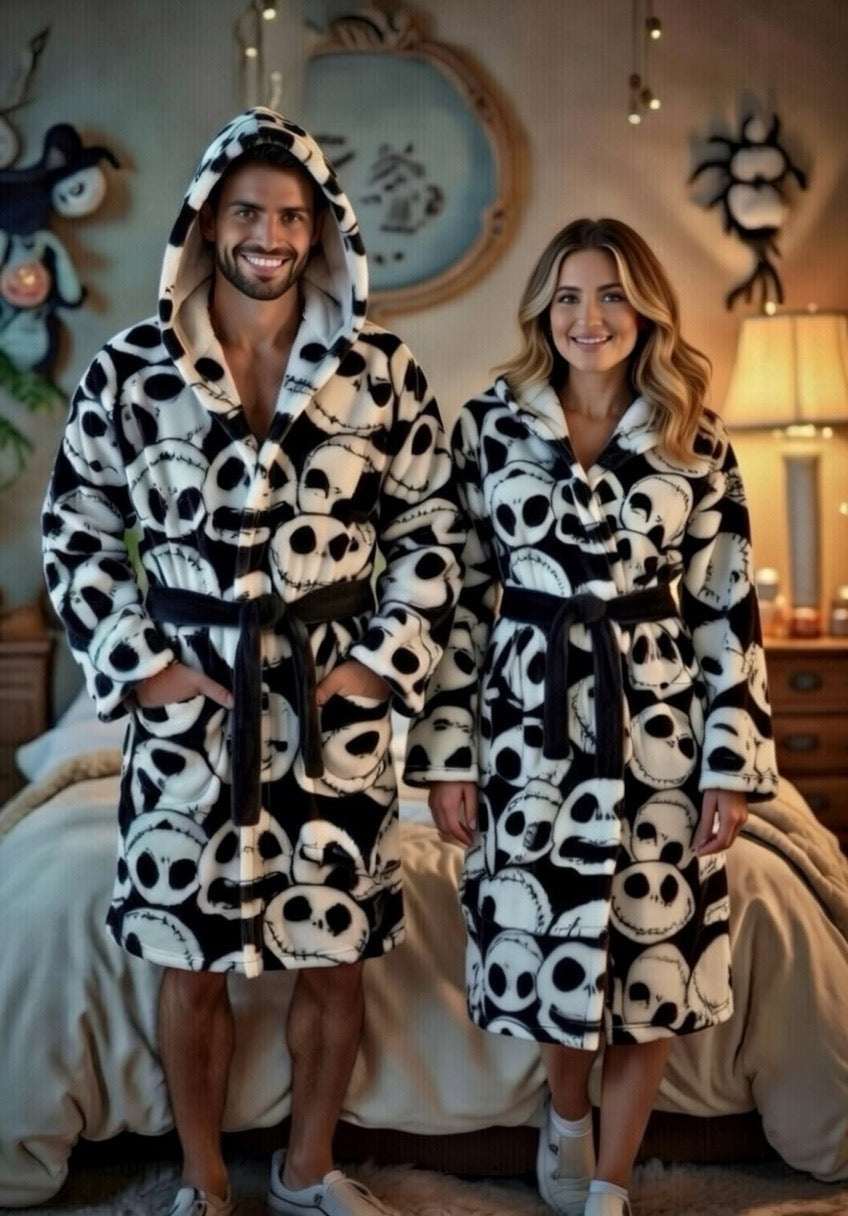 The Nightmare Before Christmas Hooded Fleece Bathrobe - Adults one size fits most.