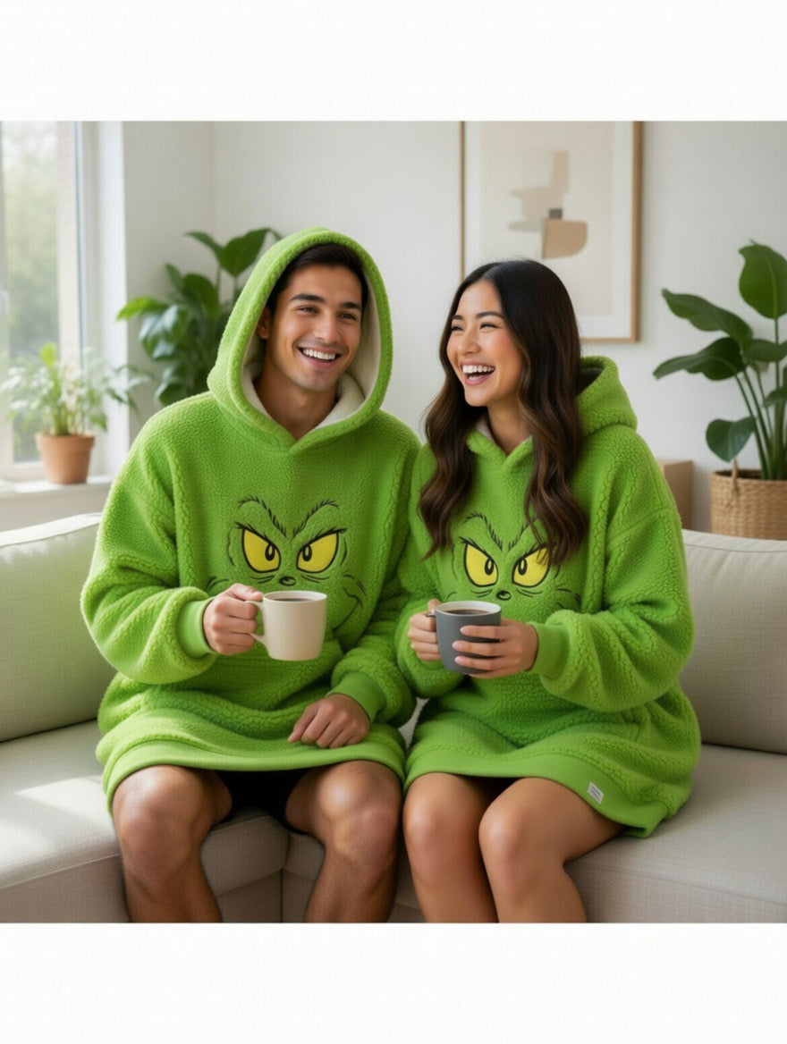 The Grinch Cosy fleece hoodie - Adults one size fits most.
