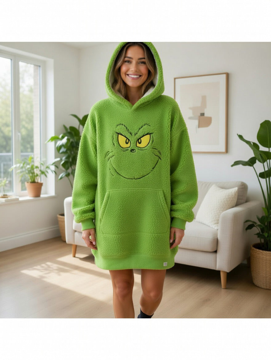 The Grinch Cosy fleece hoodie - Adults one size fits most.