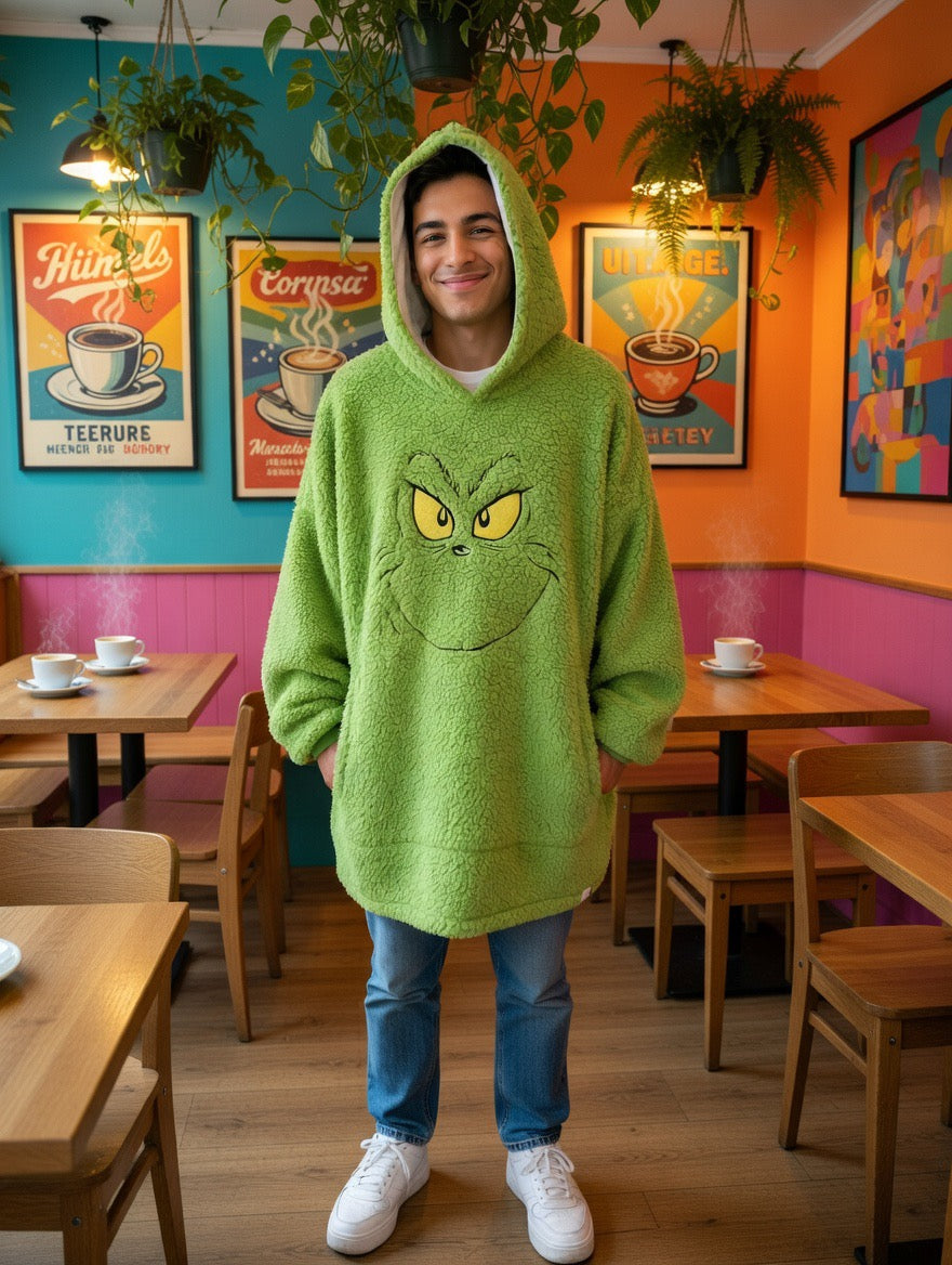 The Grinch Cosy fleece hoodie - Adults one size fits most.
