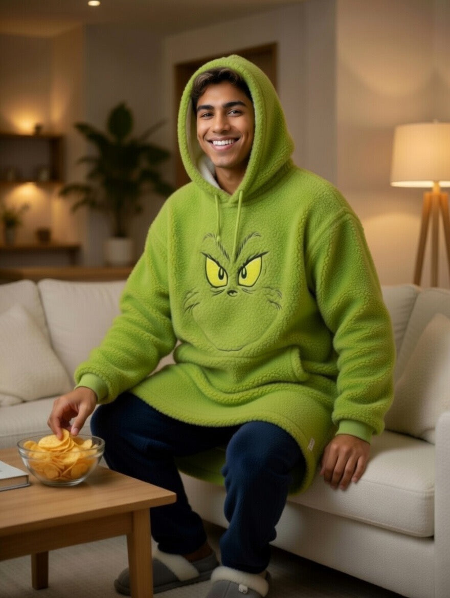 The Grinch Cosy fleece hoodie - Adults one size fits most.