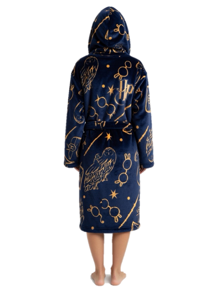 Harry Potter Blue and Gold cosy fleece bathrobe - Adults one size fits most.